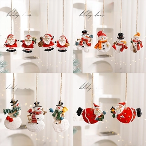 Christmas Gingerbread Man and Snowman Resin Ornaments Set for Tree Decoration