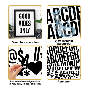 Detail of waterproof vinyl letter stickers showing self-adhesive backing and multi-surface use