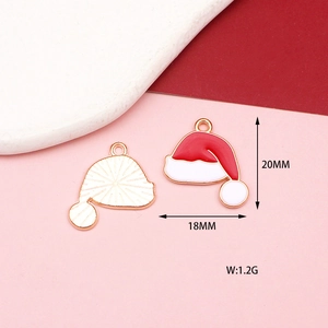 Detail of Christmas hat charms showing 20mm height and golden texture on reverse side