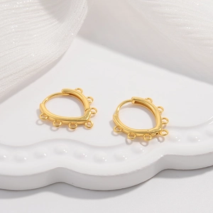 S925 sterling silver gold droplet ear cuffs with multi-hanging loops for DIY jewelry