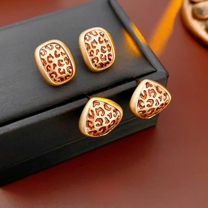 Geometrische Ohrringe Mit Leopardenmuster Vintage Maillard Stil Kupfer Mit Silberohrstecker Mode Schmuck Für Damen