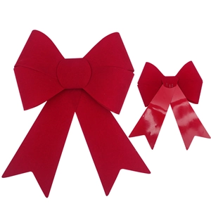 Red velvet Christmas bows with PVC support and metal pin for festive decorations