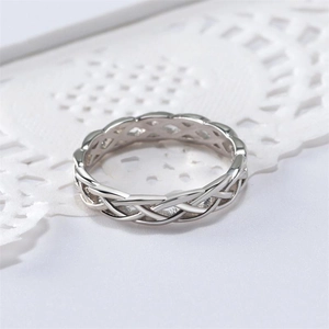 Bague d'orteil élégante en argent sterling S925 avec motif tressé ajouré raffiné