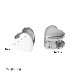 Detailed dimensions of heart-shaped earrings showing 16mm width and 14.3mm height