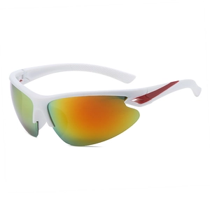 White frame sports sunglasses with colorful gradient lenses for cycling and hiking