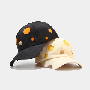 Cotton Baseball Cap Cheese Theme Polka Dot Hollow Out Adjustable Sun Hat Streetwear Hip Hop Novelty For Men Women