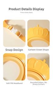 Detail of baby shampoo shield with crown design and adjustable buckle for ear eye protection