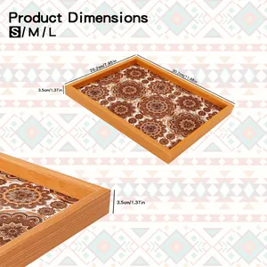 Größentabelle für böhmisches Holztablett mit Mandala-Muster und Maßen