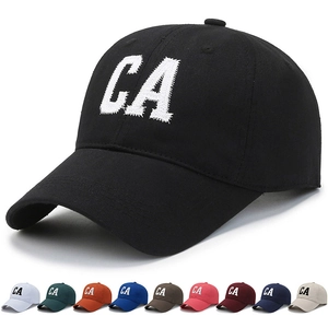 Casquette De Baseball Polyester Brodée Lettre CA Bord Effiloché Calotte Souple Style Vintage Ajustable Pour Hommes Et Femmes