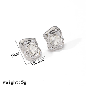 Elegant 18k gold plated silver irregular lava earrings with pearls and zircon stones
