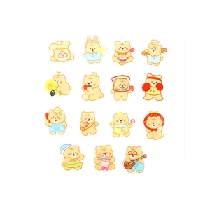 Cute cream yellow bear acrylic brooch pins set for backpacks with 15 cartoon designs