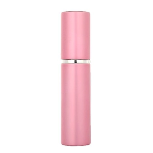 Portable 10ml pink aluminum perfume atomizer with glass inner bottle and matte finish