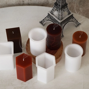 DIY silicone molds for geometric candles with textured finishes and column designs
