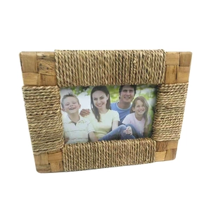 Cadre photo bohème en bois avec corde tressée pour décoration de table de maison