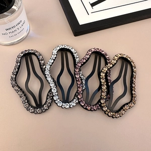 Hollow cloud hair clips with sparkling rhinestones in black silver pink and gold colors