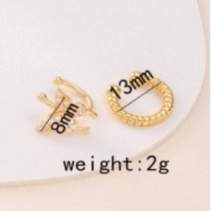 Set orecchini fiocco placcati oro 18k e a spirale con zirconi cubici, peso 2g