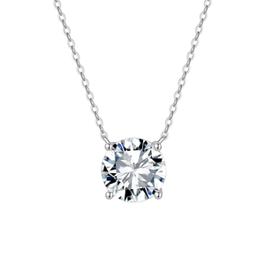 Minimalist S925 sterling silver necklace featuring a brilliant round-cut 8A cubic zirconia