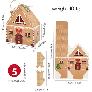 Detailed dimension guide for house-shaped kraft paper gift box with product weight info