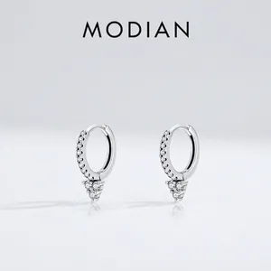 925 Sterling Silver Hoop Earrings Triangular Cubic Zirconia Geometric Dangle Earrings Minimalist Jewelry For Women