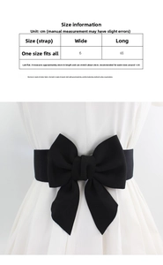 Size guide for women's elastic waist belt featuring 6cm width and 3D cotton bow detail