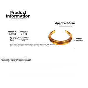 Detailed size and weight specs for this amber geometric acrylic open bangle bracelet