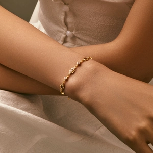 Elegant gold S925 sterling silver bracelet with ruby gemstone and sparkling diamond accents
