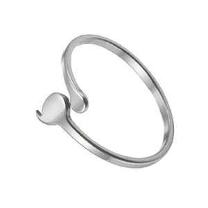 Adjustable minimalist stainless steel open ring featuring a unique whale tail design