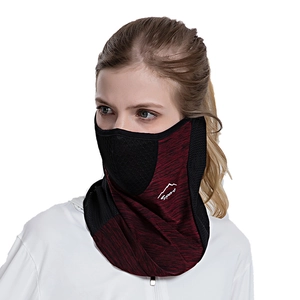 Deep red breathable sun protection face mask with cooling mesh for outdoor cycling sports