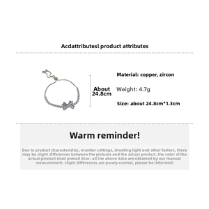 Detail specifications of silver bow bracelet made with copper and sparkling zircon stones