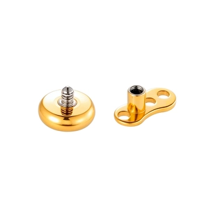 G23 Titanium dermal anchor base with gold zircon threaded top piercing jewelry