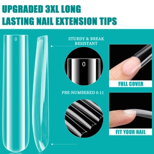 Punte per unghie 3XL extra lunghe trasparenti con numerazione della taglia da 0 a 11