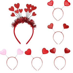 Red sequin heart headband set for Valentine's Day party hair accessories