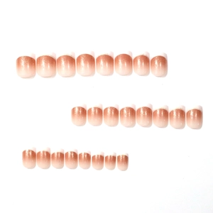 24pcs short square press-on nails with rose gold glitter gradient French design