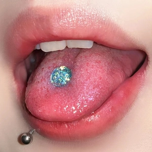 Titanium Steel Rhinestone Tongue Ring Body Piercing Jewelry Sparkly Glitter Barbell For Women Men Daily Decoration Accessory
