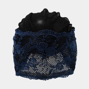 Detailed view of breathable lace rose pattern and mesh stitching on the women cap