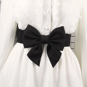 Elastic wide belt with black bowknot for women dresses stylish waist decoration accessory
