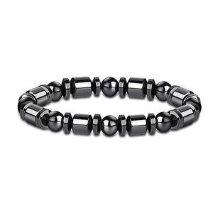 Magnetisches Hämatit-Armband mit 8mm runden Perlen und hexagonalen Prismen