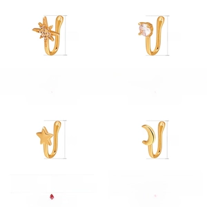 Detail specifications of copper zircon nose clips with star moon and heart designs