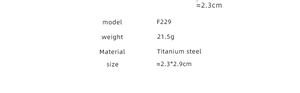 Technical specifications for C-shaped earrings: Titanium steel material and 21.5g weight