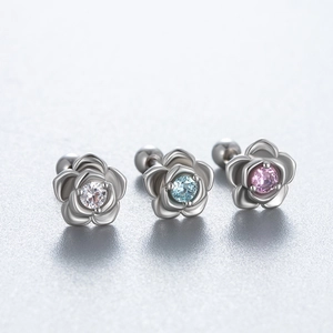 Boucles Oreilles Cartilage Rose Acier Titane Zircon Épine Helix Vis Arrière Tige Acier Inoxydable Bijoux