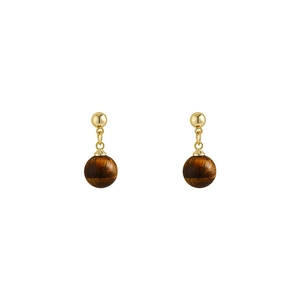 Elegant gold-plated tiger eye stone drop earrings with minimalist vintage design
