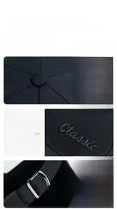 Détails de la casquette noire avec broderie classique et boucle en métal réglable