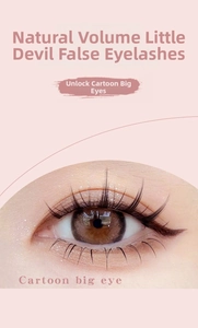 Macro detail of natural wispy false eyelashes with a cartoon eye manga-style effect