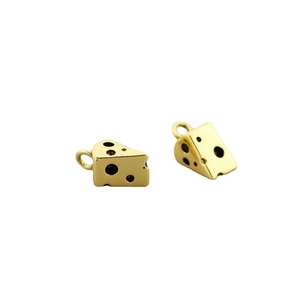 Minimalist gold-plated cheese charms for DIY jewelry making and bracelet accessories