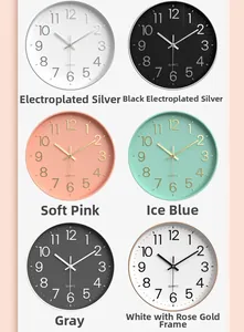Collection of minimalist 30cm quartz wall clocks in six modern color variations