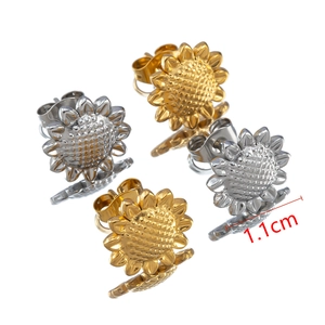 Minimalist sunflower earrings in gold and silver finish with mirror reflection effect