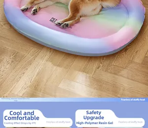 Macro detail of cooling pet mat with gradient colors and polymer resin gel material