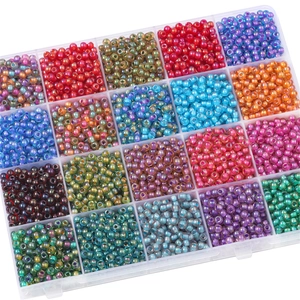 Iridescent Glass Seed Beads Round Loose Spacer Beads For Jewelry Making DIY Bracelet Necklace Crafts Colorful AB Luster Accessories