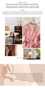Detailansicht von rosa Spitzen-Morgenmantel und Satin-Pyjama-Set in elegantem italienischem Stil