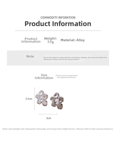 Detail view of flower earrings with irregular pearls, measuring 3.5cm by 3cm, silver alloy